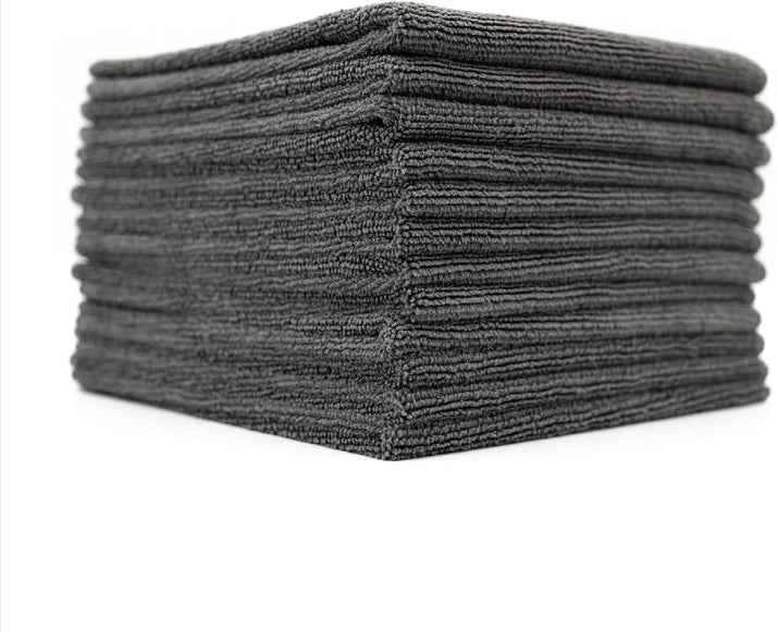 - All-Purpose Microfiber Terry Cleaning Towels - Commercial Grade, Highly Absorbent, Lint-Free, Streak-Free, Kitchens, Bathrooms, Offices, 300Gsm, 12In X 12In, Grey (12-Pack)