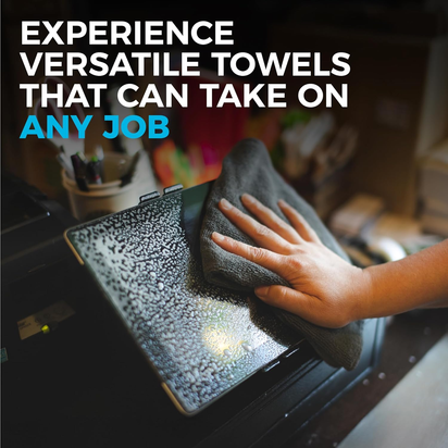 - All-Purpose Microfiber Terry Cleaning Towels - Commercial Grade, Highly Absorbent, Lint-Free, Streak-Free, Kitchens, Bathrooms, Offices, 300Gsm, 12In X 12In, Grey (12-Pack)